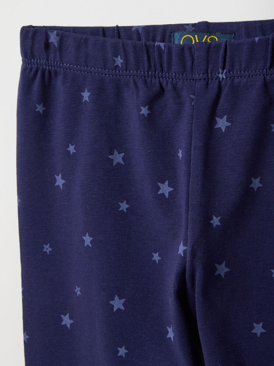 Purple Stretch Cotton Girl's Skinny Fit Leggings with Stars_2