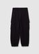Black French Terry Cotton Trousers for Boys_1