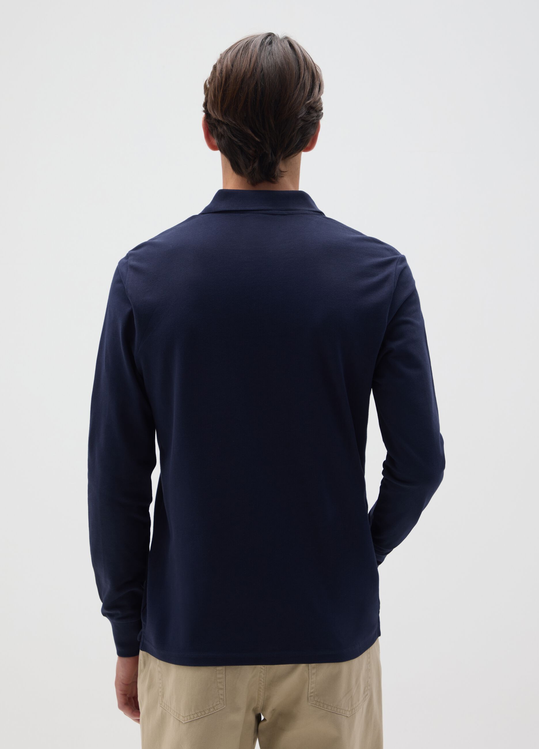 Polo in puro cotone blu regular fit