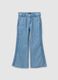 Girls' light blue flare pure cotton jeans with braids_3