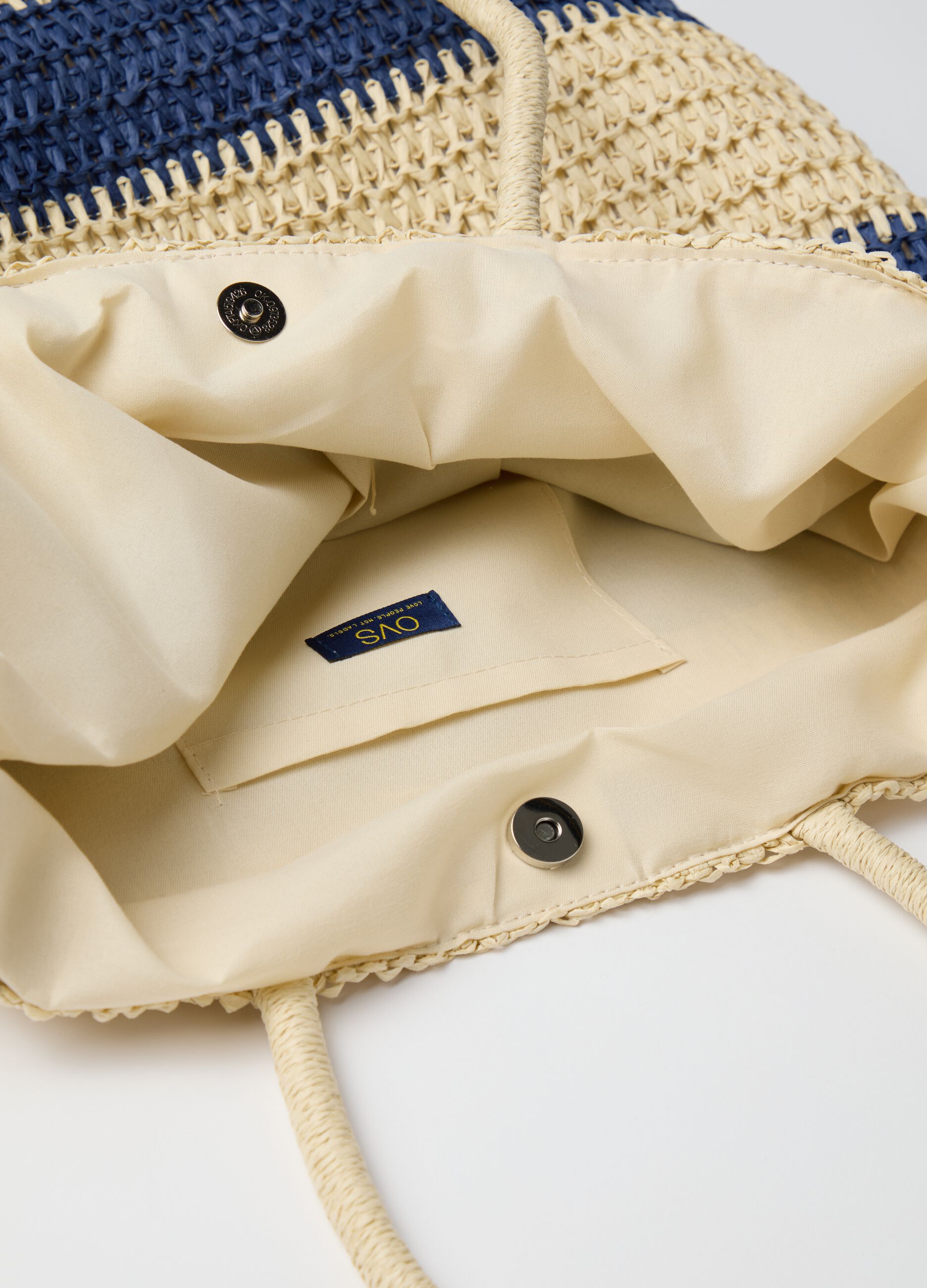 Women's bag with blue and beige stripes