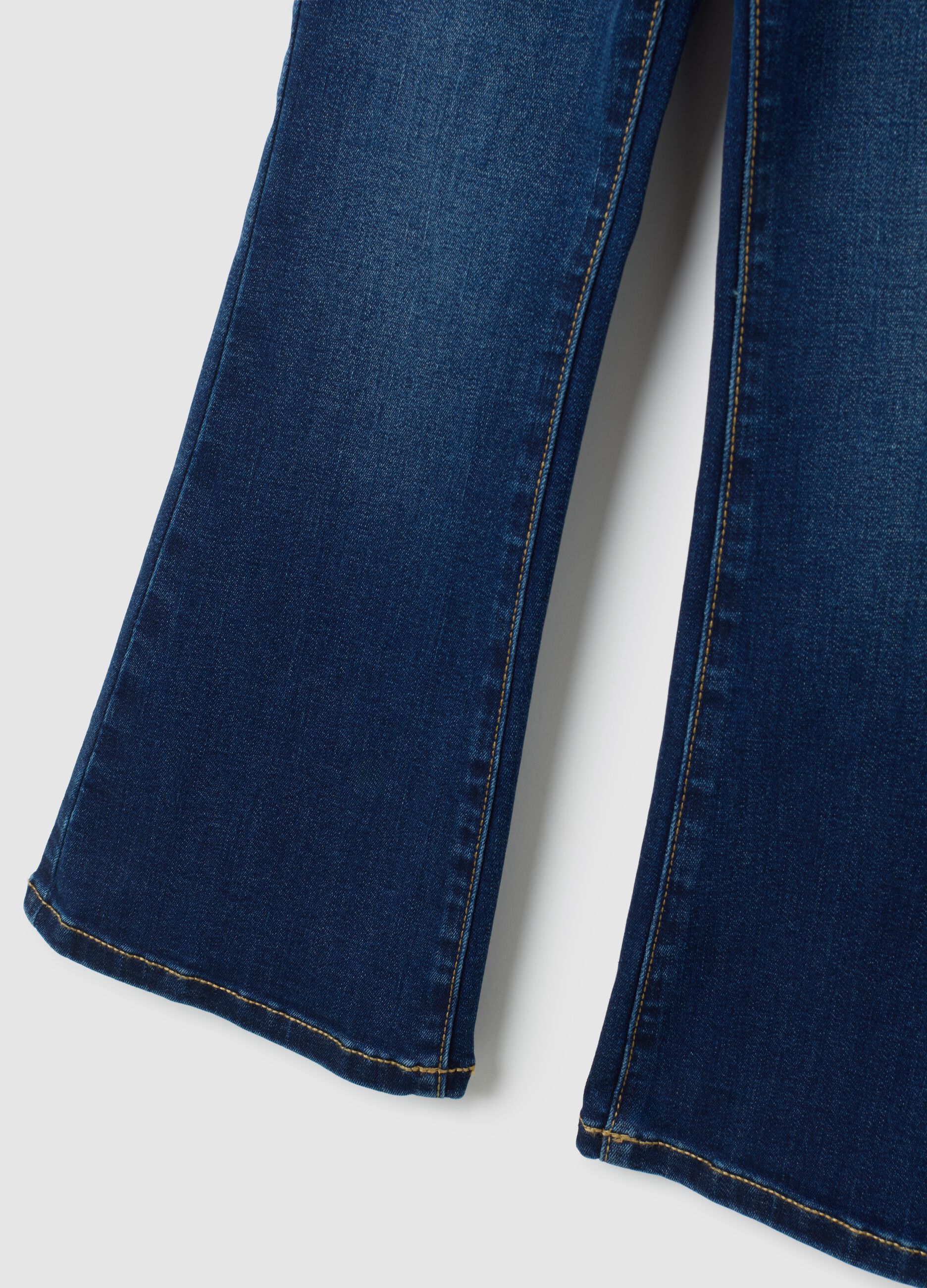 Jeggings da bambina in denim blu flare