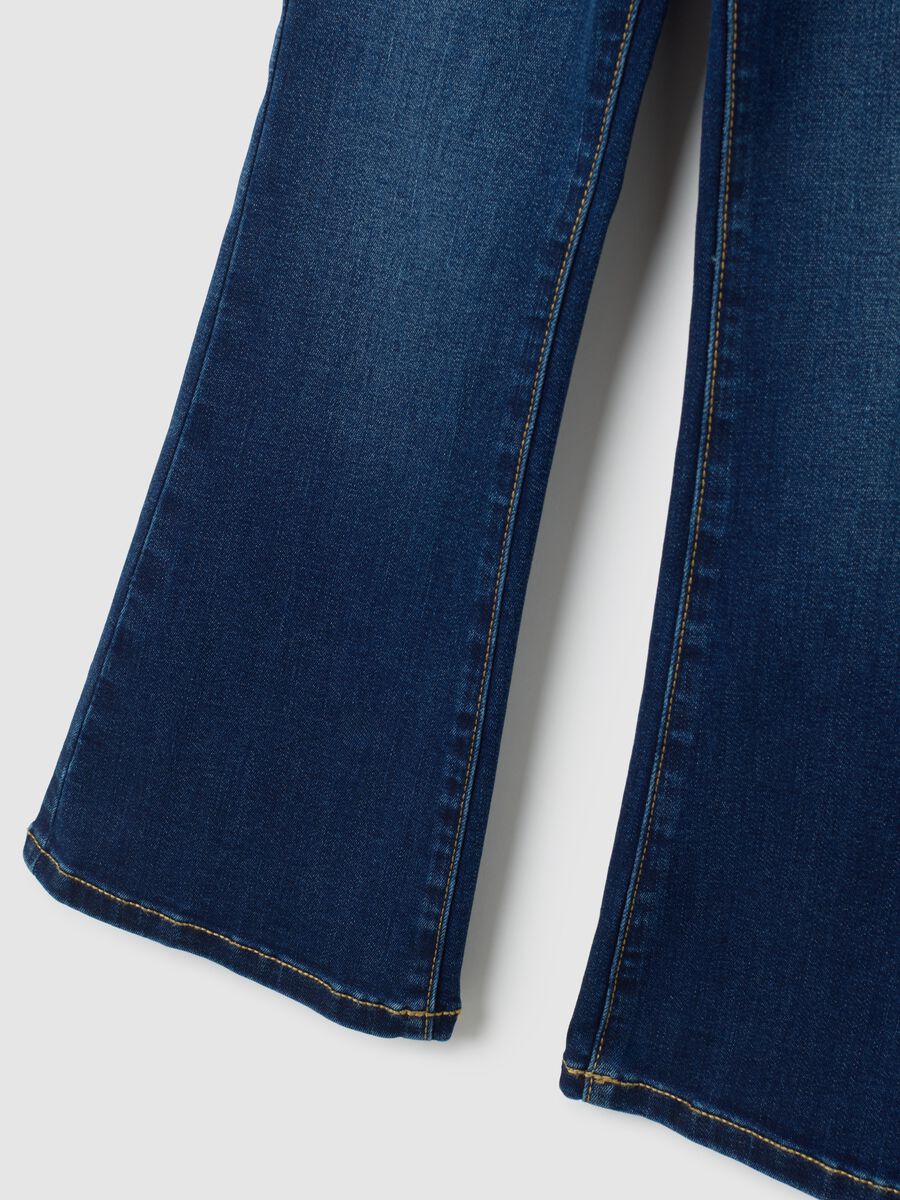 Jeggings da bambina in denim blu flare_3