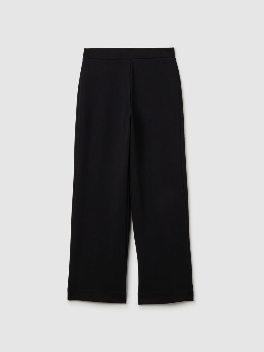 Pantaloni neri a gamba larga elasticizzati_4