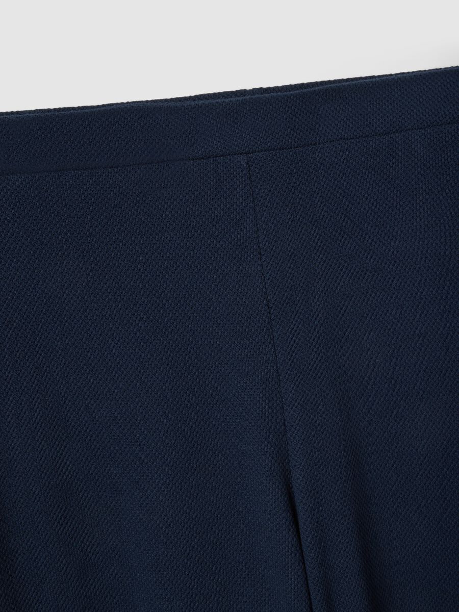 Wide leg blue cotton blend jogger trousers_5