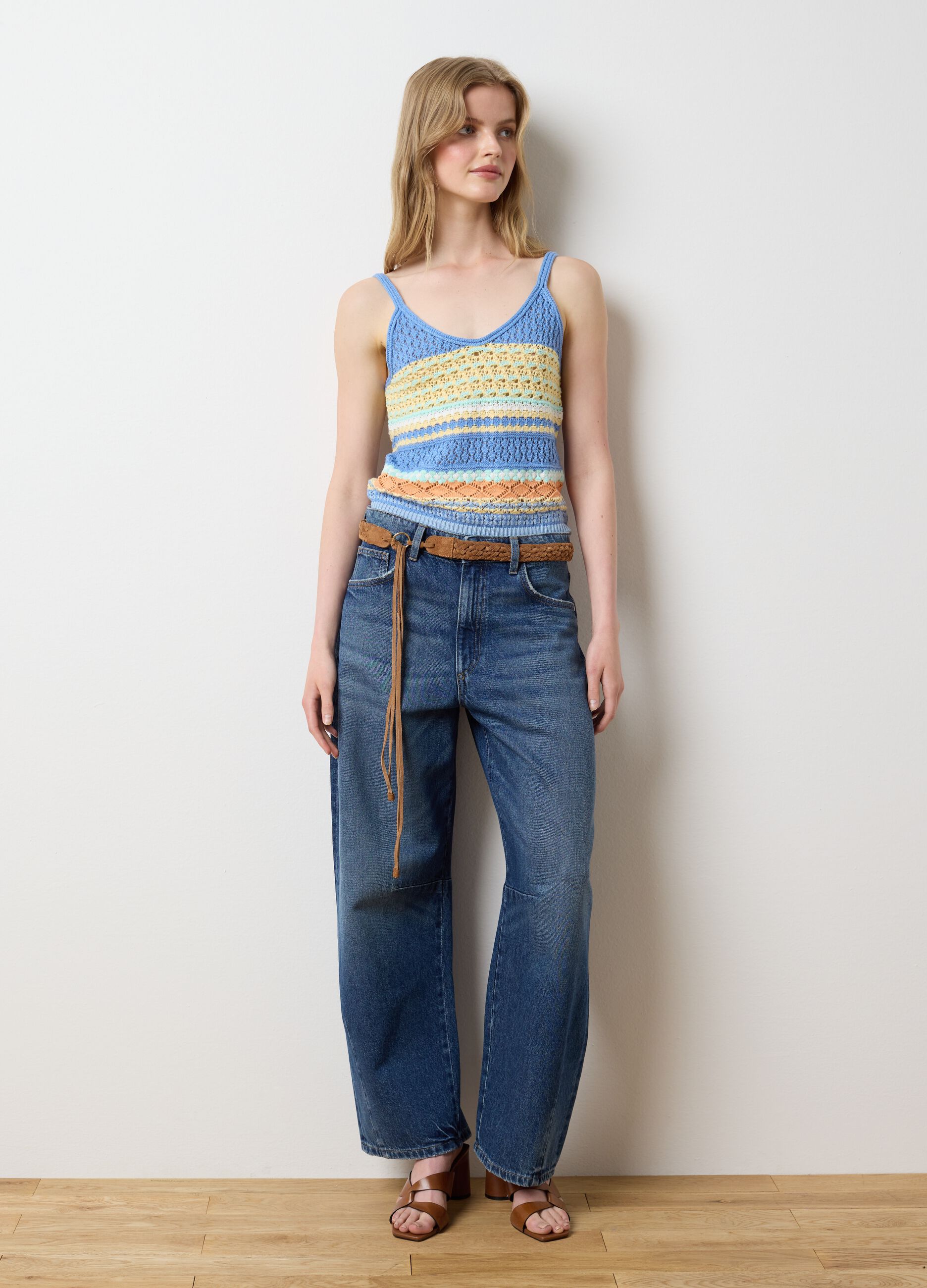 Multicolour Striped Cotton Crop Top