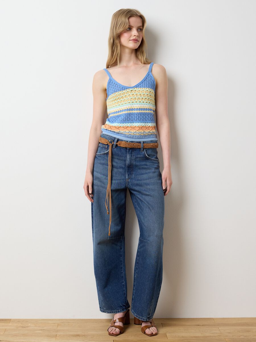 Multicolour Striped Cotton Crop Top_2