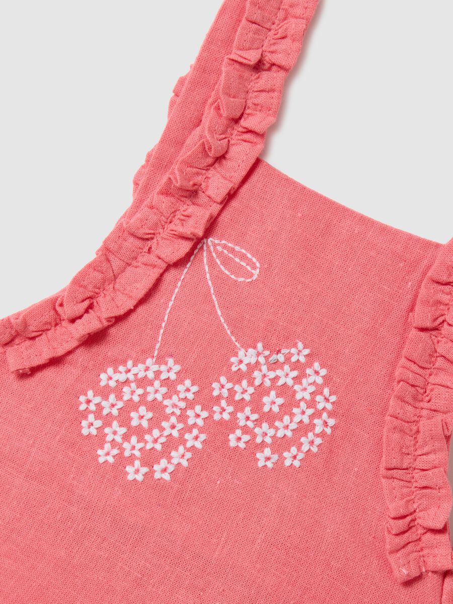 Pink Overalls with Floral Embroidery Fagottino_3