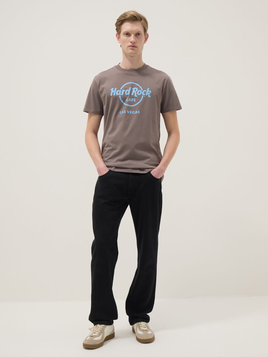 Grey regular fit pure cotton T-shirt with Hard Rock Cafe logo_1