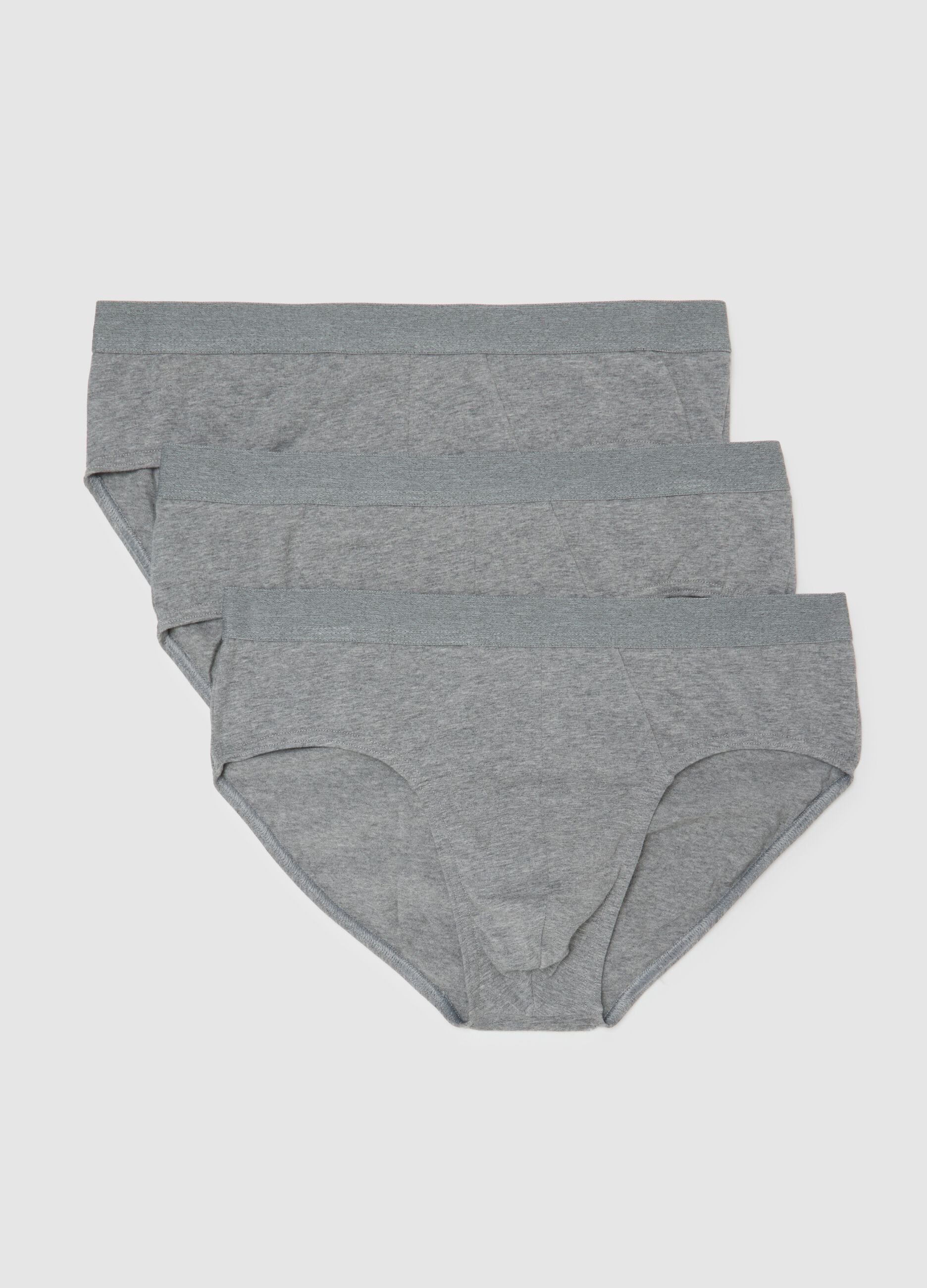 Grey Cotton Regular Fit Triple Pack Briefs Set