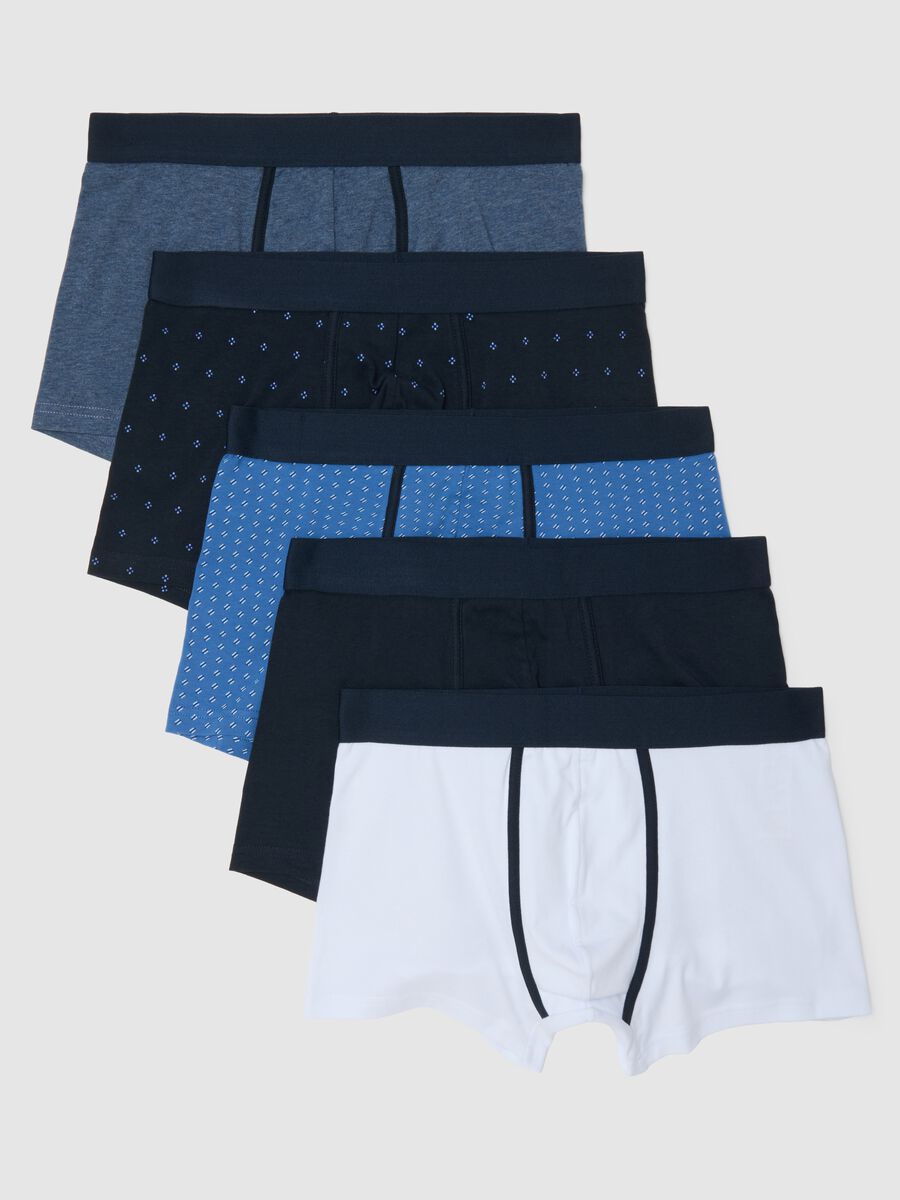 Multipack di cinque boxer in cotone elasticizzato multicolor_0