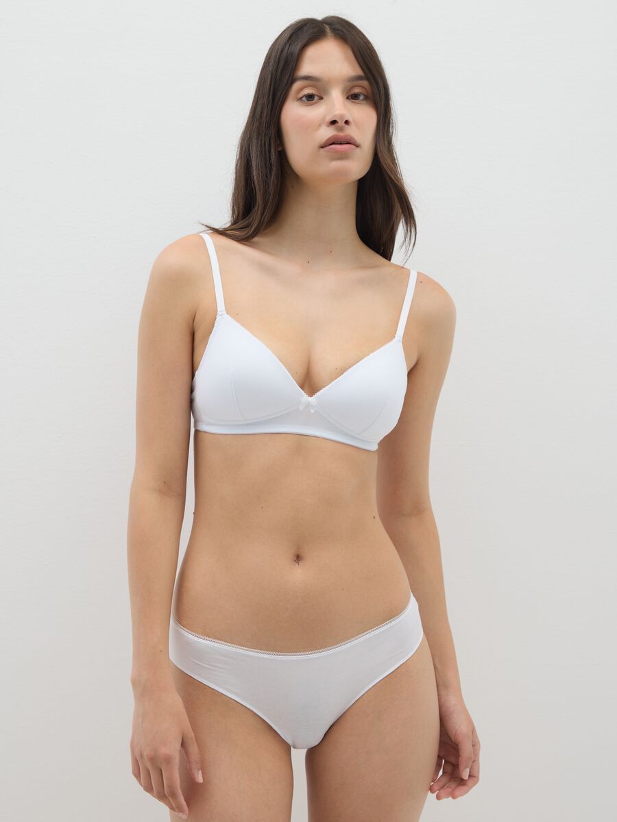 Women's White Stretch Cotton Bra_1