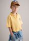 Polo in puro cotone gialla da bambino regular fit con ricami_0