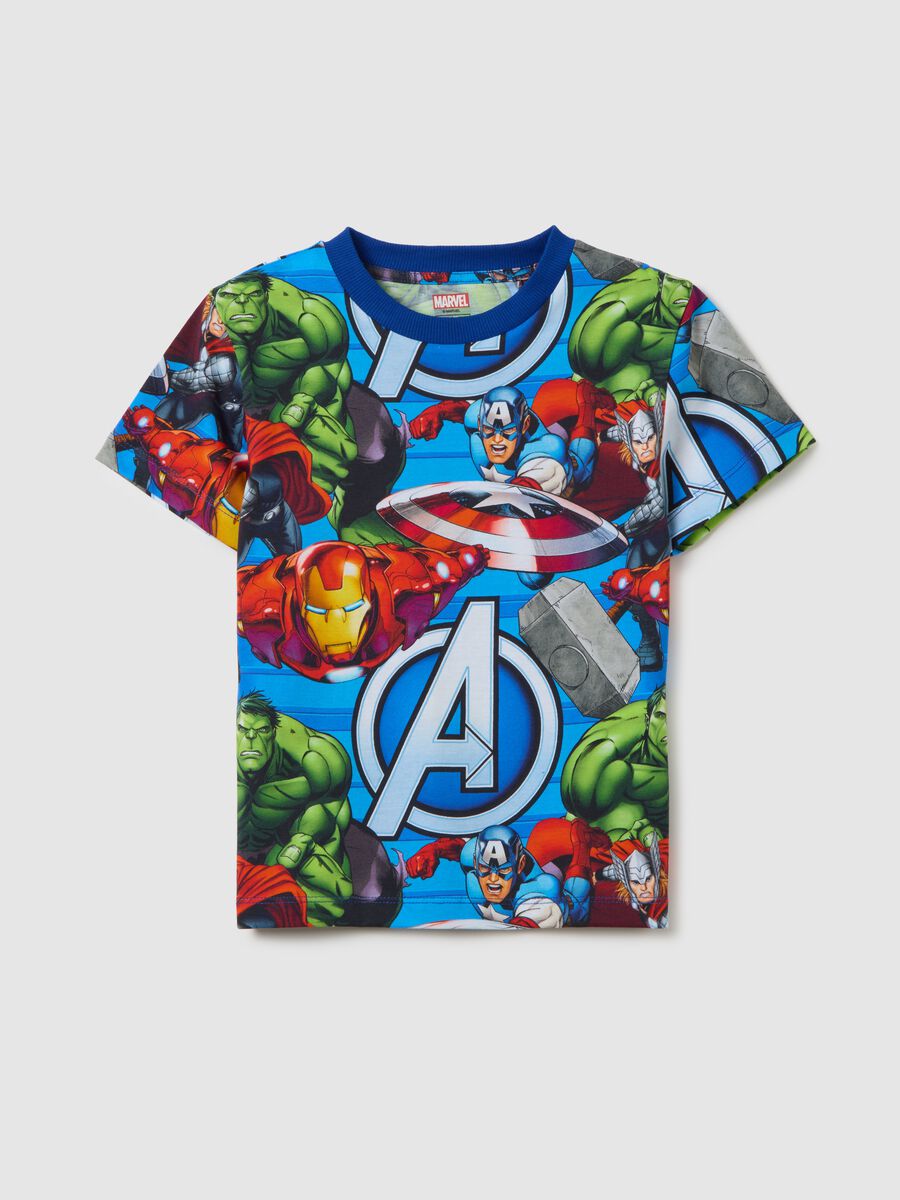 Children's pure cotton multicolour T-shirt with Avengers print_0