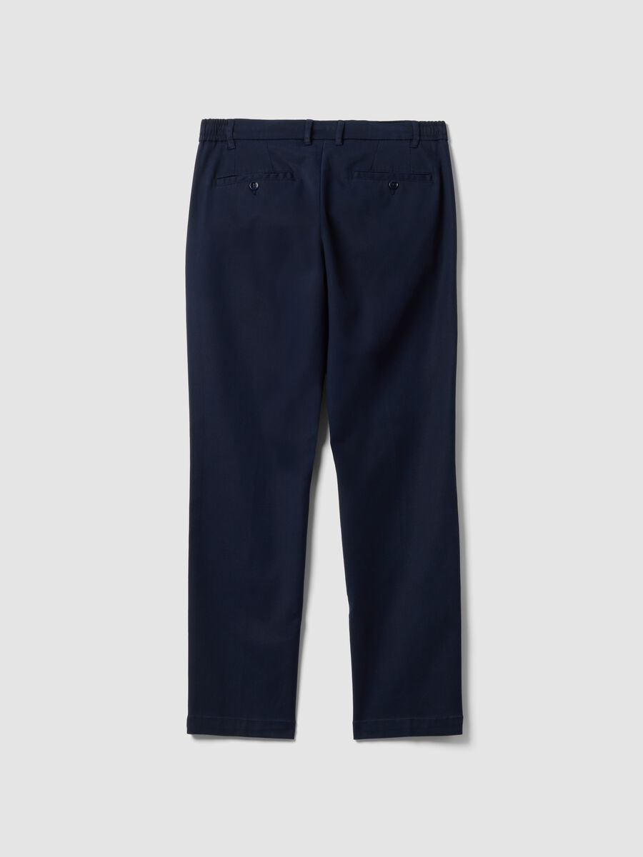 Blue slim-fit chino trousers in lyocell and stretch cotton_2