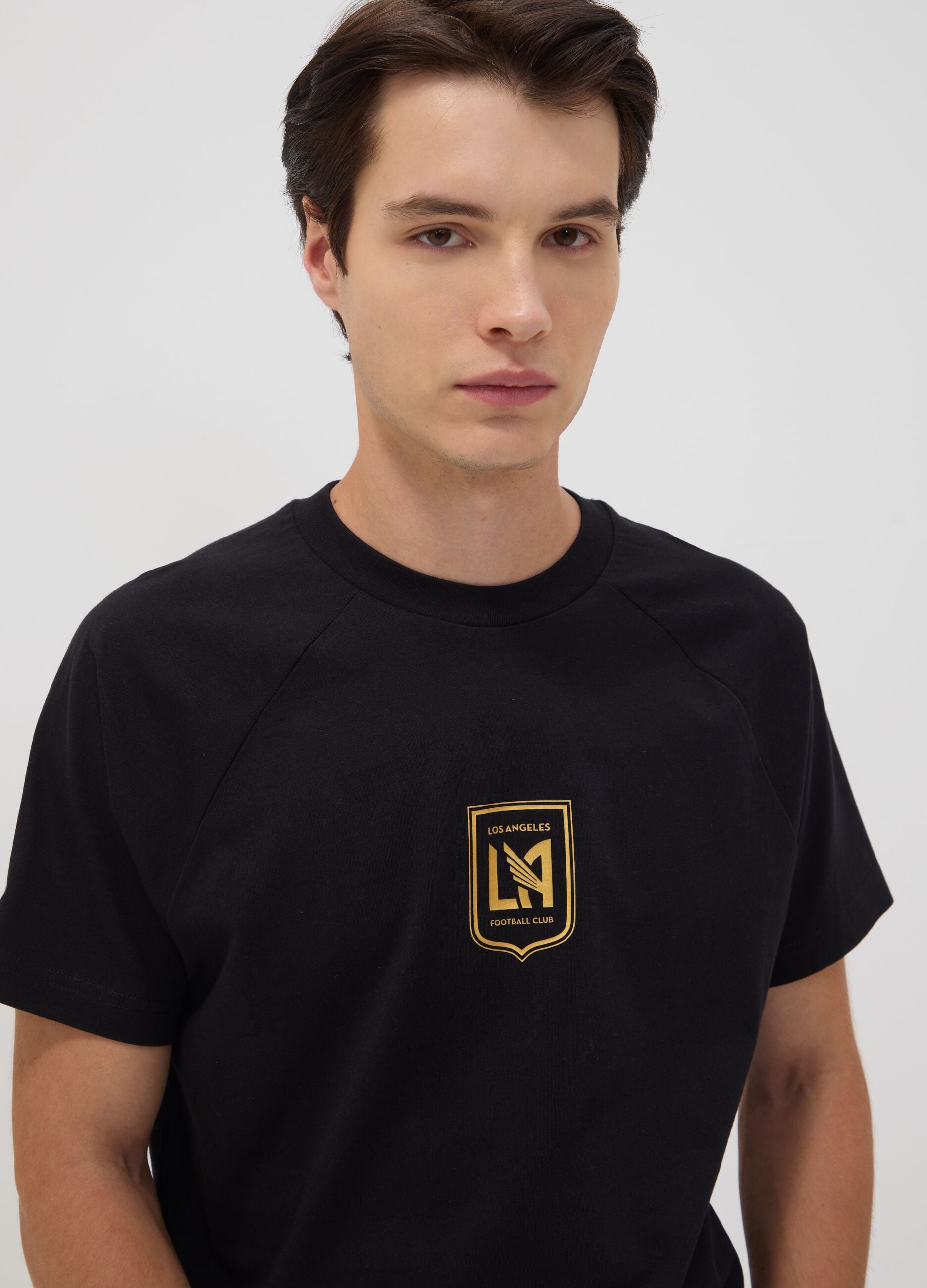 Black pure cotton T-shirt with Los Angeles FC print