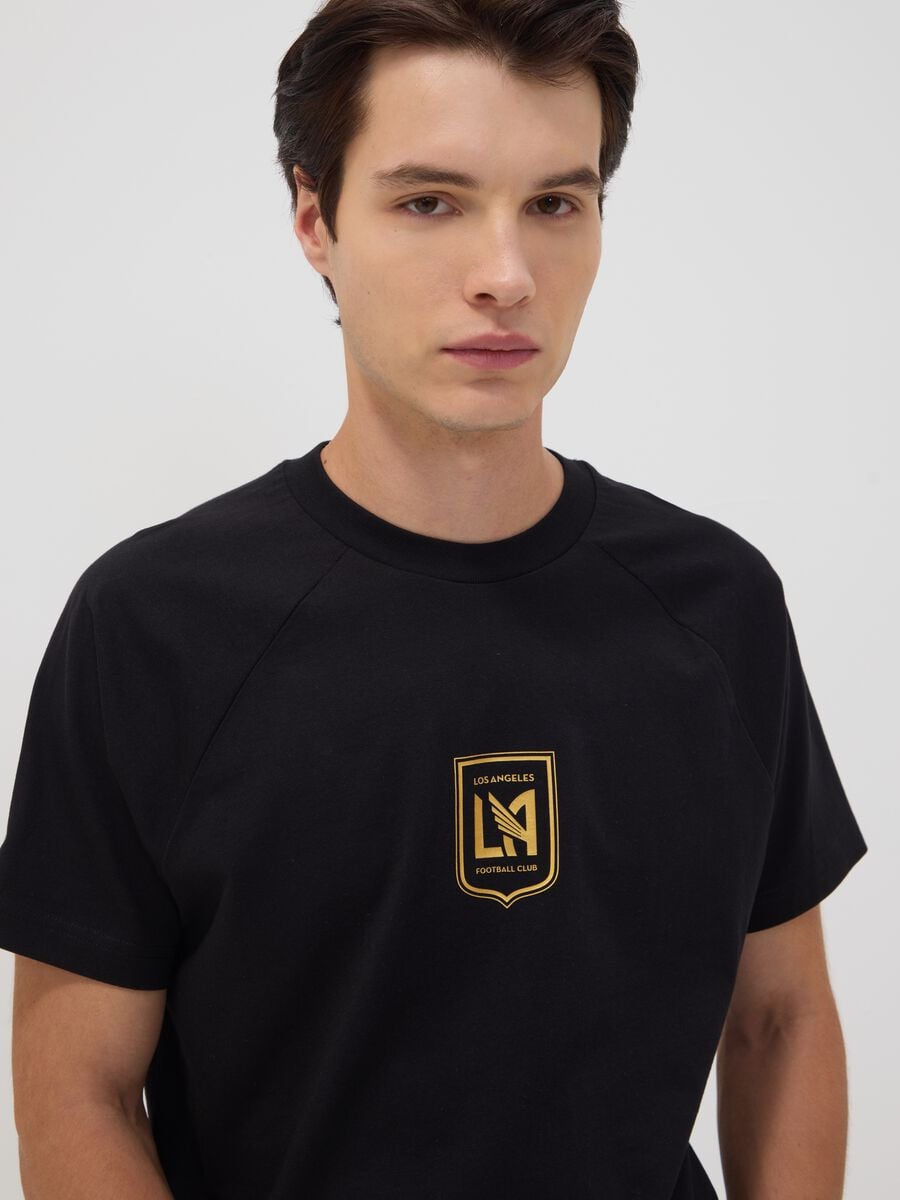 Black pure cotton T-shirt with Los Angeles FC print_0