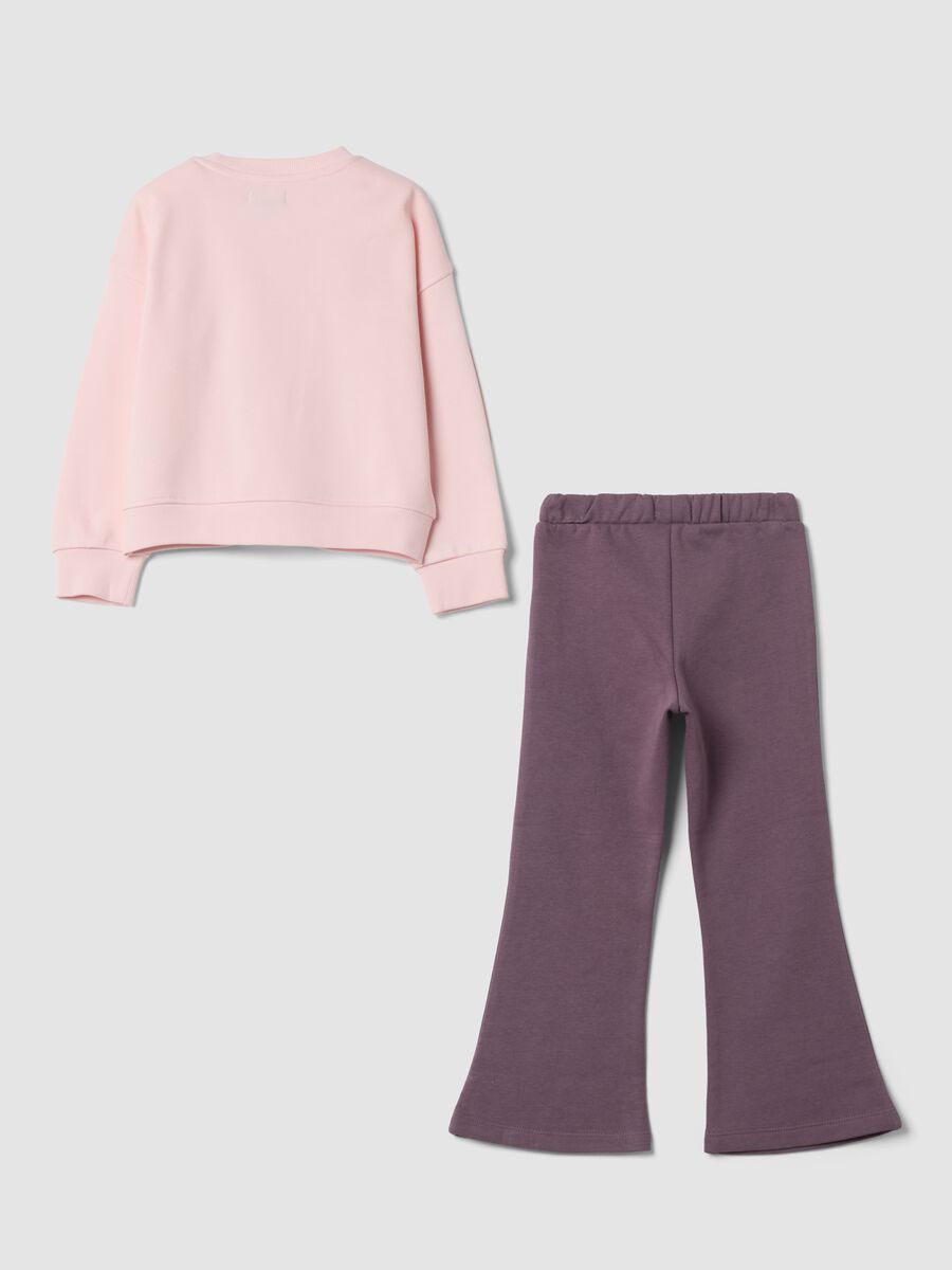 Pink cotton-blend jogging set with crew-neck sweatshirt and animal print_1