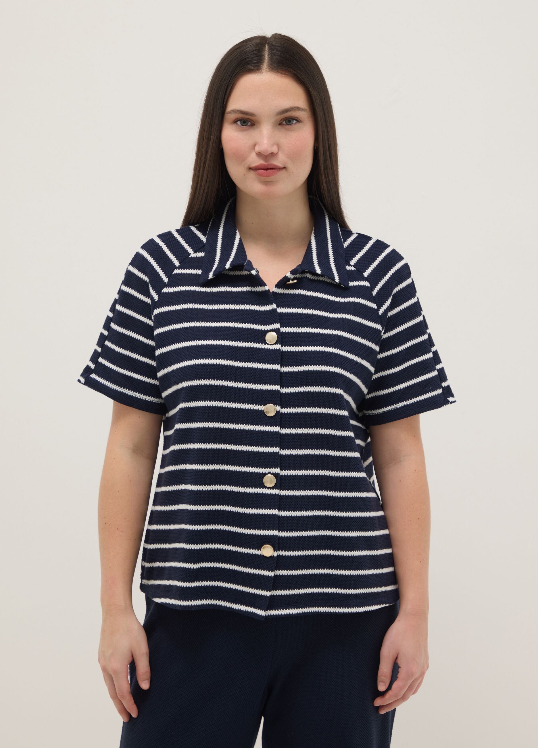 Polo in misto cotone a righe multicolor regular fit