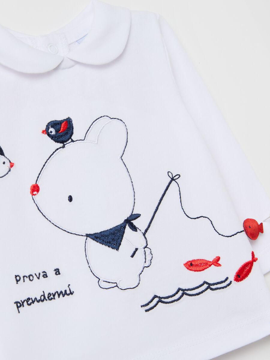 Top and baby leggings set in cotton with rabbit embroidery_3