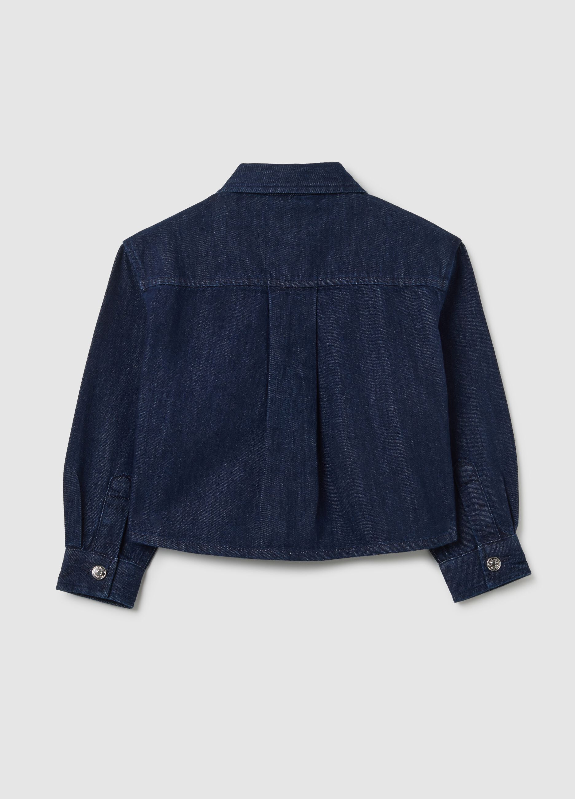 Camicia da bambina in puro cotone blu oversize