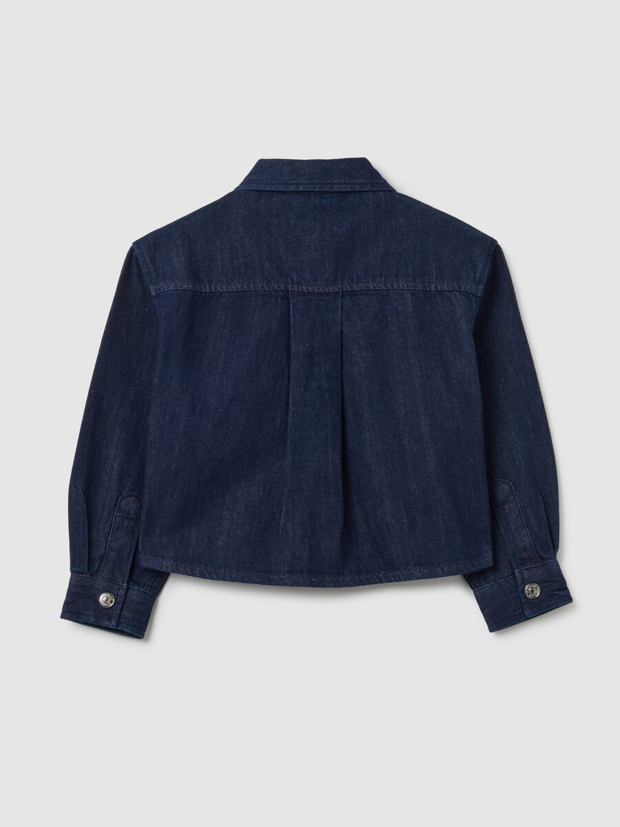 Camicia da bambina in puro cotone blu oversize_4