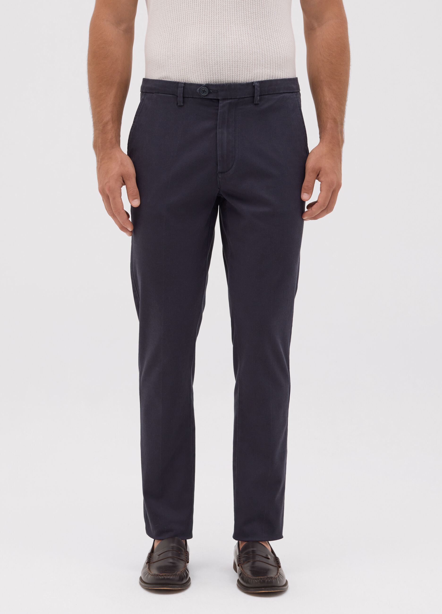 Pantaloni da uomo in cotone elasticizzato blu slim fit