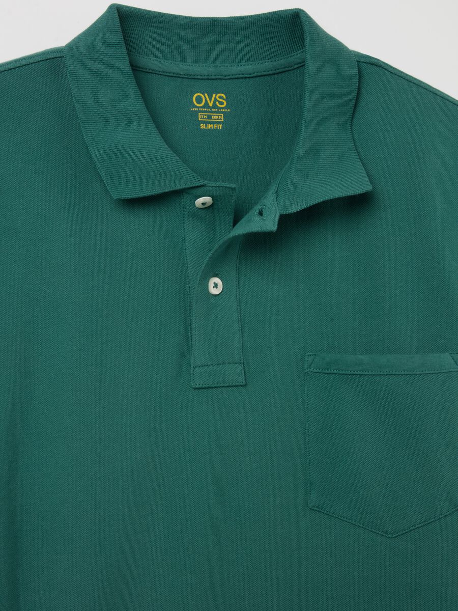 Stretch cotton polo shirt with pocket_1