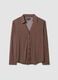 Brown stretch shirt with checked collar, regular fit_0