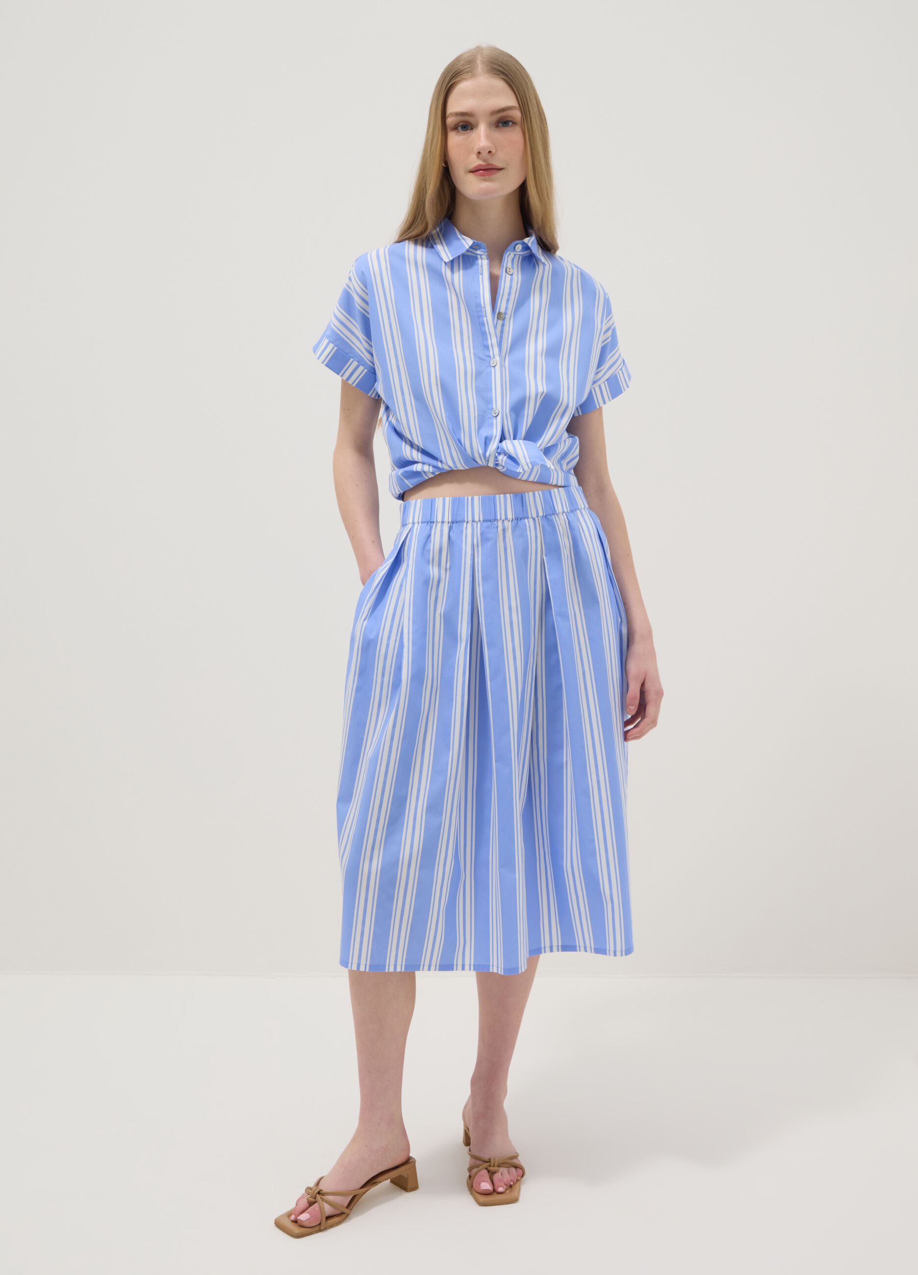 Blue striped pure cotton shirt