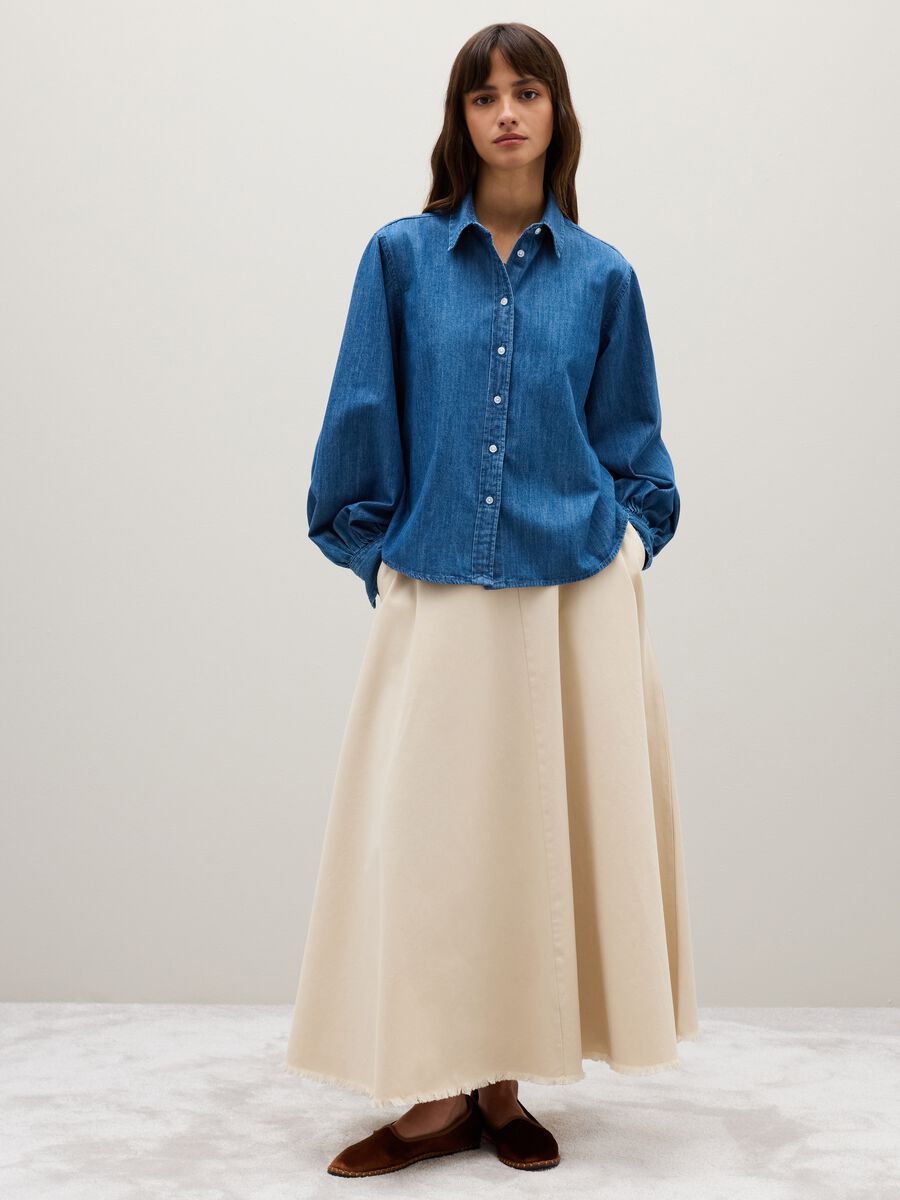 Denim Shirt with Classic Collar_1