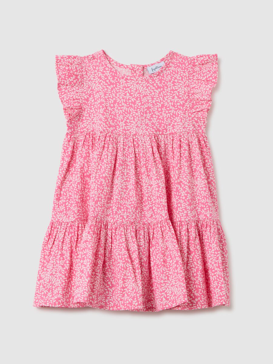Pink regular fit cotton blend girl's dress_0
