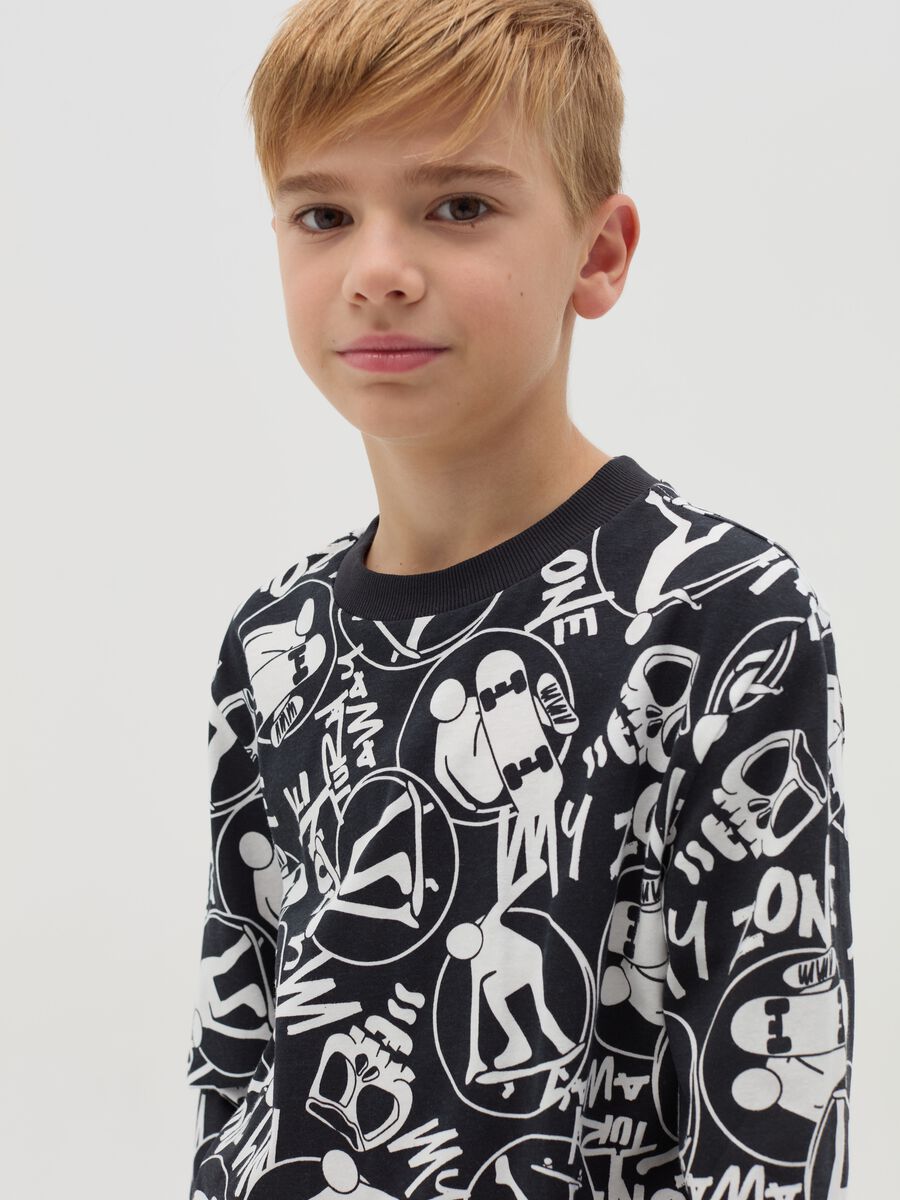 T-shirt a maniche lunghe con stampa all-over_2