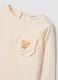 Beige pure organic cotton T-shirt with teddy bear print for baby girl_2