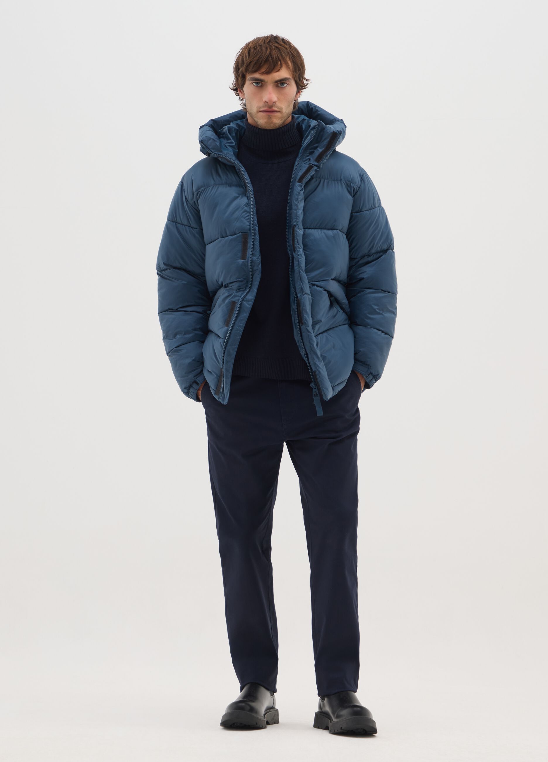 Petrol Blue The Iconic Puffer with Adjustable Hood