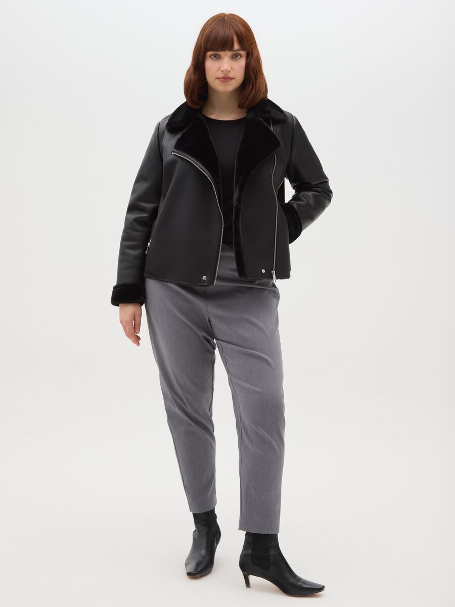 Giacca biker nera regular fit con zip_2