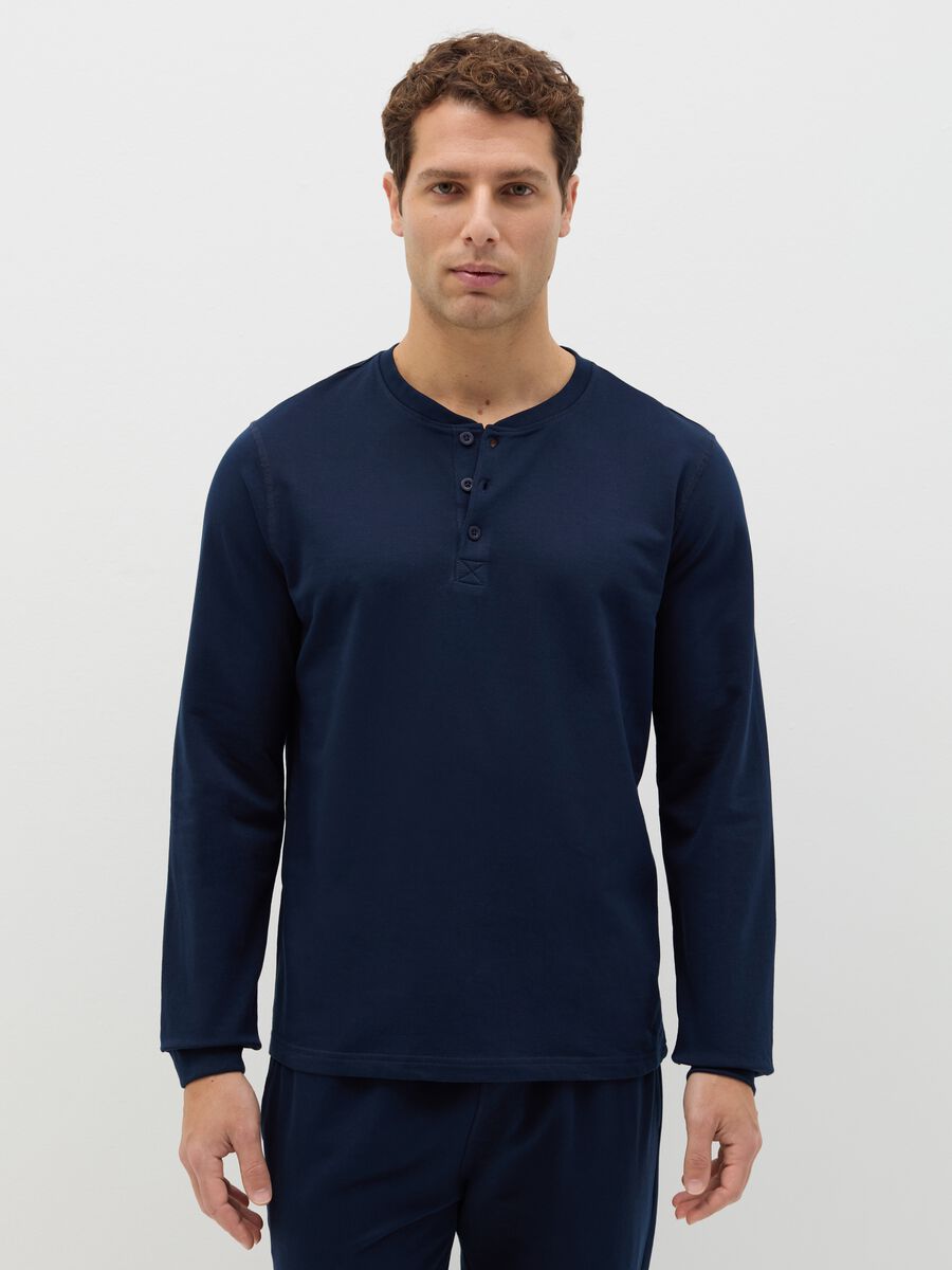 Supima cotton pyjamas with granddad neckline_1
