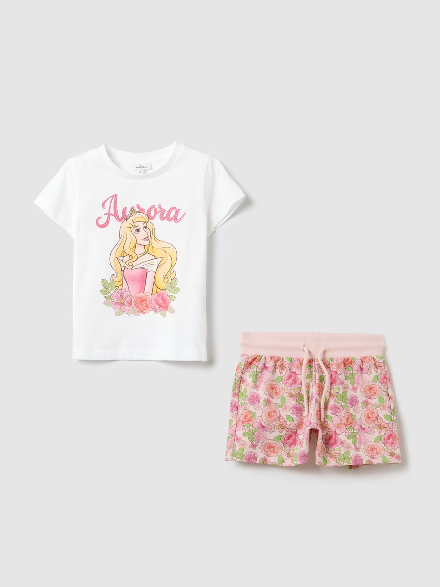 Girl's T-shirt and Shorts Set with Aurora Print_0