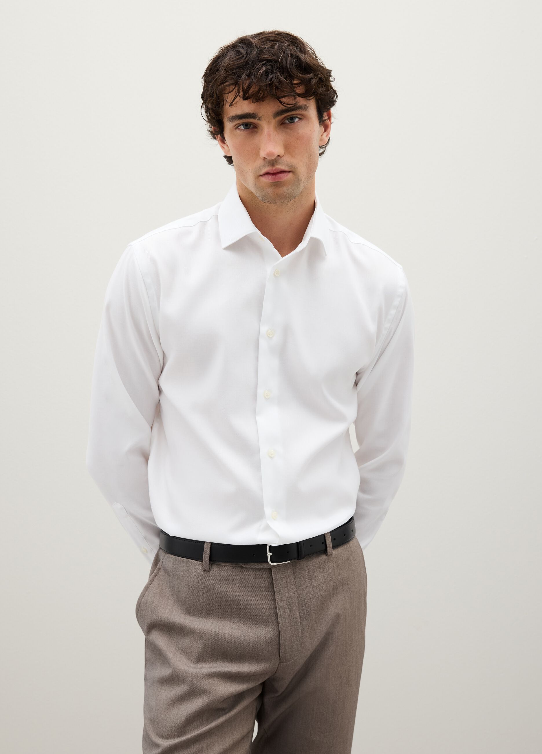 White Long-Sleeve Cotton Shirt