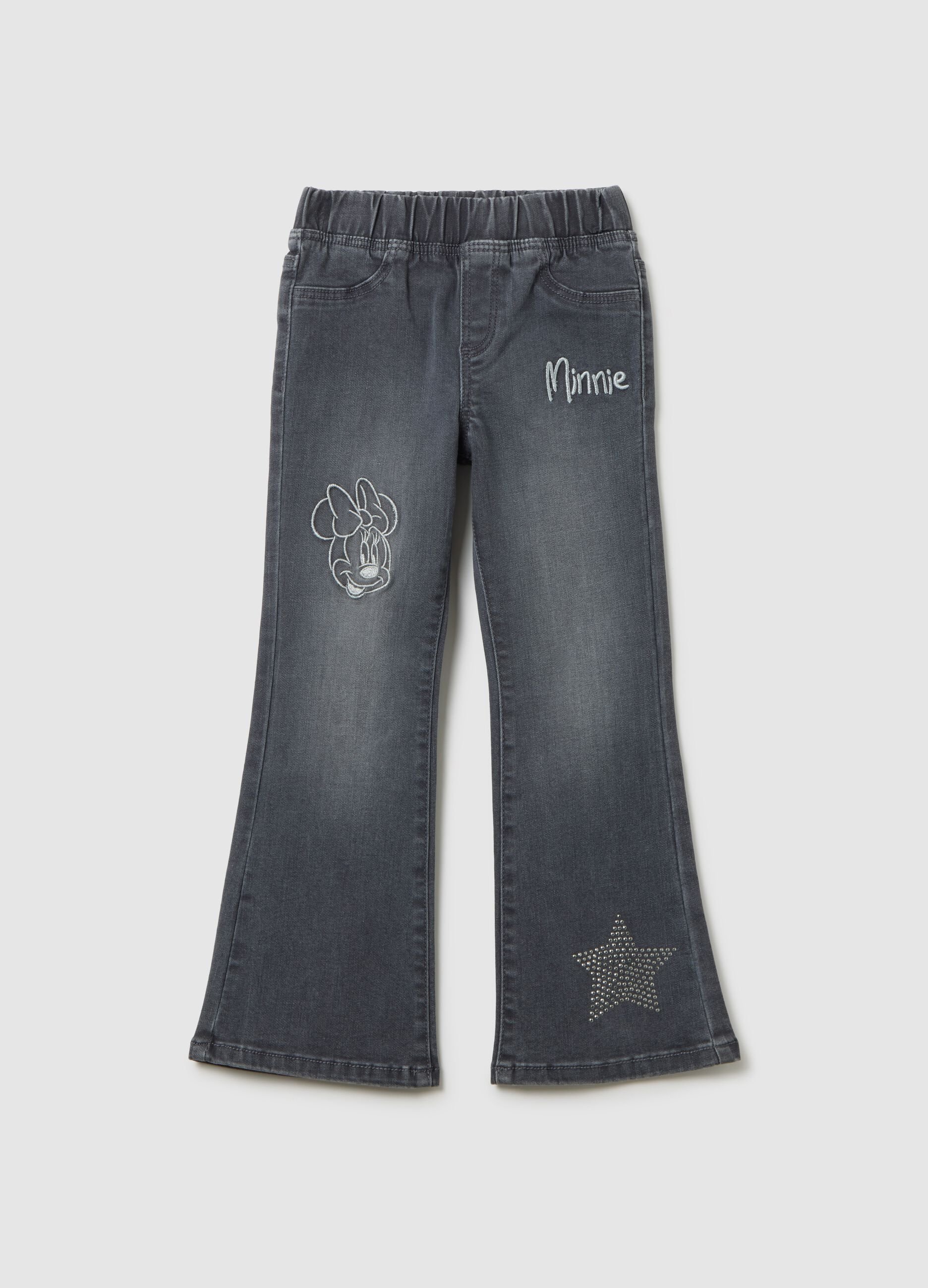 Girls' Grey Flare Cotton Blend Jeggings