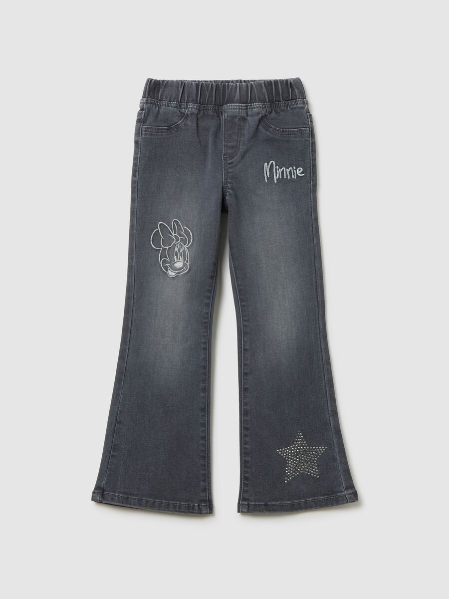Jeggings da bambina in misto cotone grigio flare_0