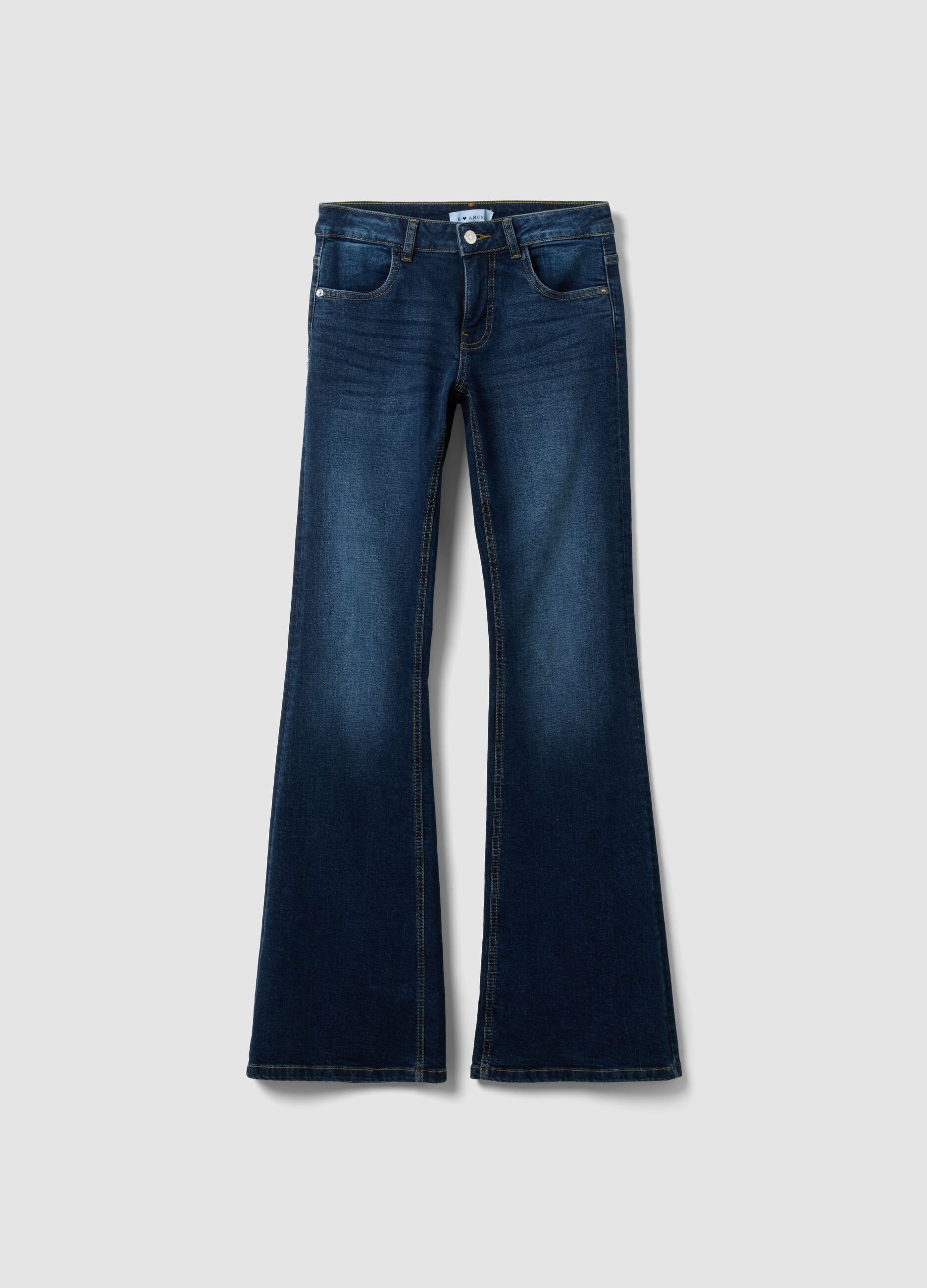 Flared jeans in blue stretch denim cotton