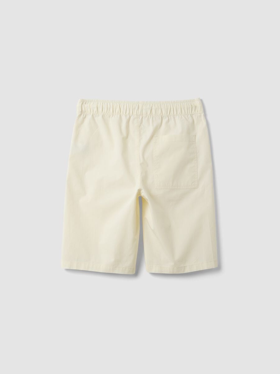 Beige pure cotton shorts with elasticated waist_4