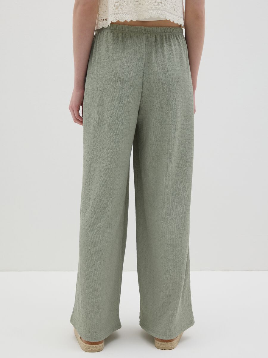 Women’s palazzo pants in green stretch fabric_3