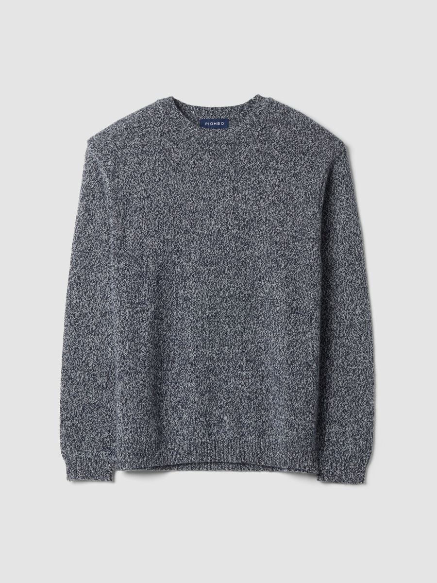 Maglia blu e grigia in misto lana a girocollo regular fit_0