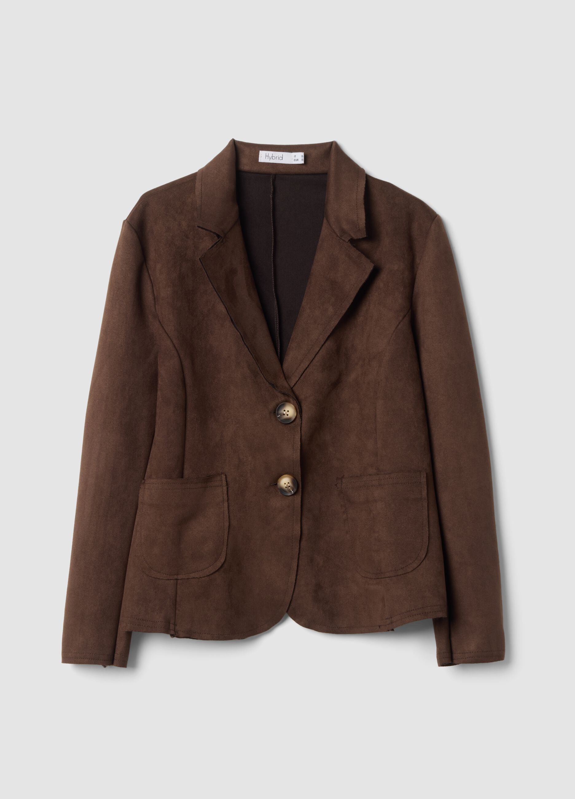 Brown regular-fit jacket with lapels and patch pockets
