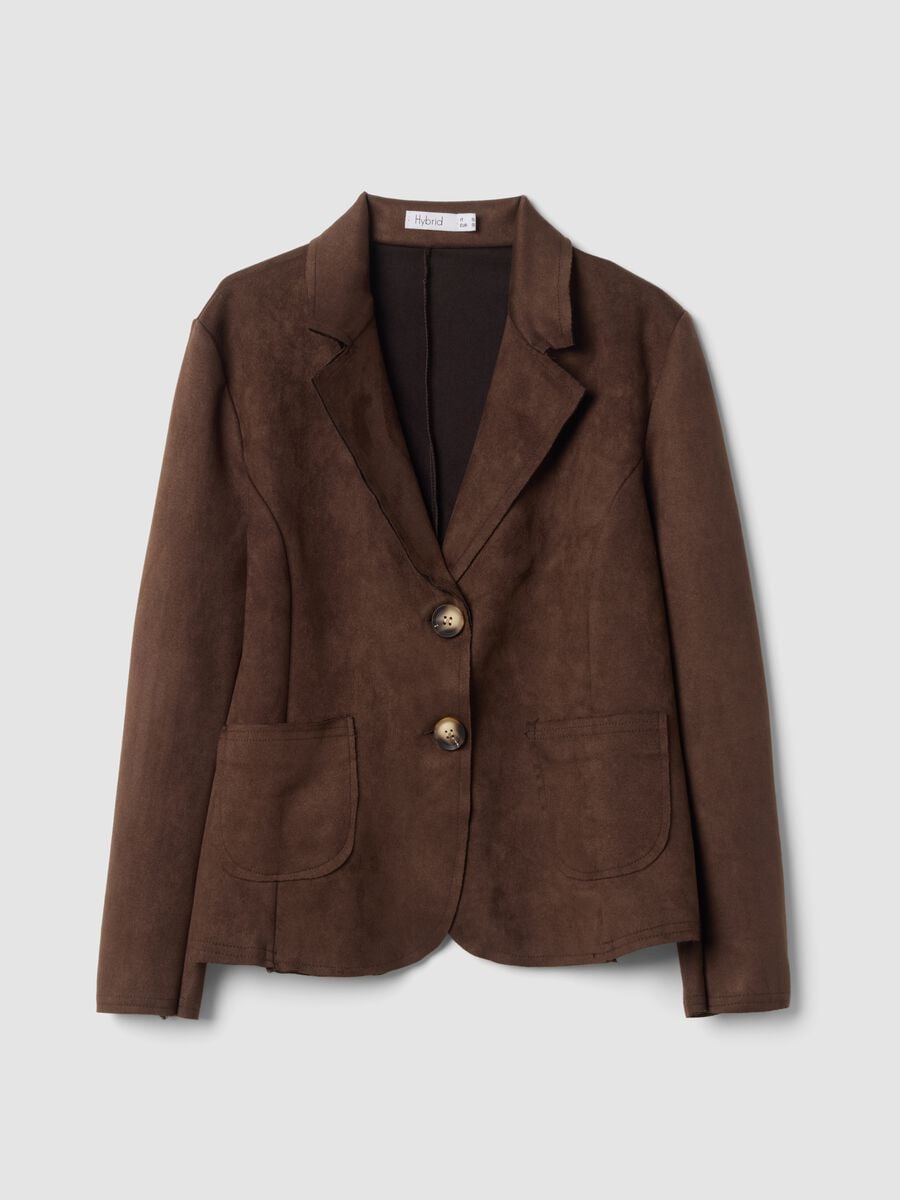 Brown regular-fit jacket with lapels and patch pockets_0