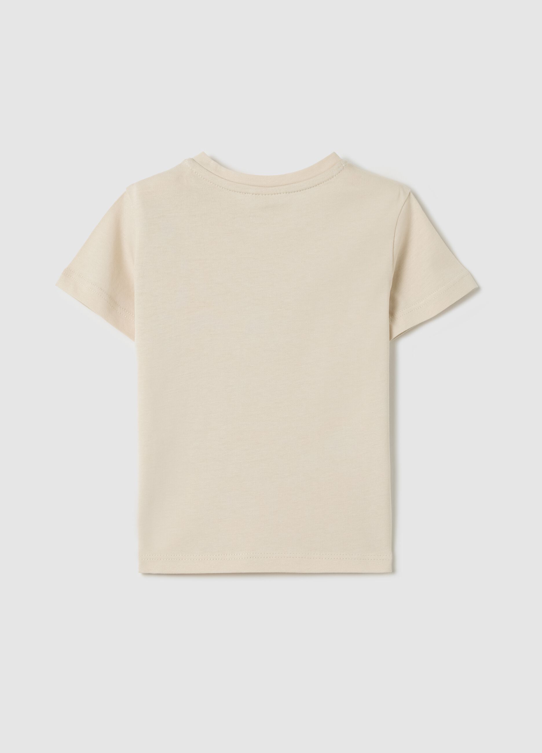 Beige T-shirt in cotton with print