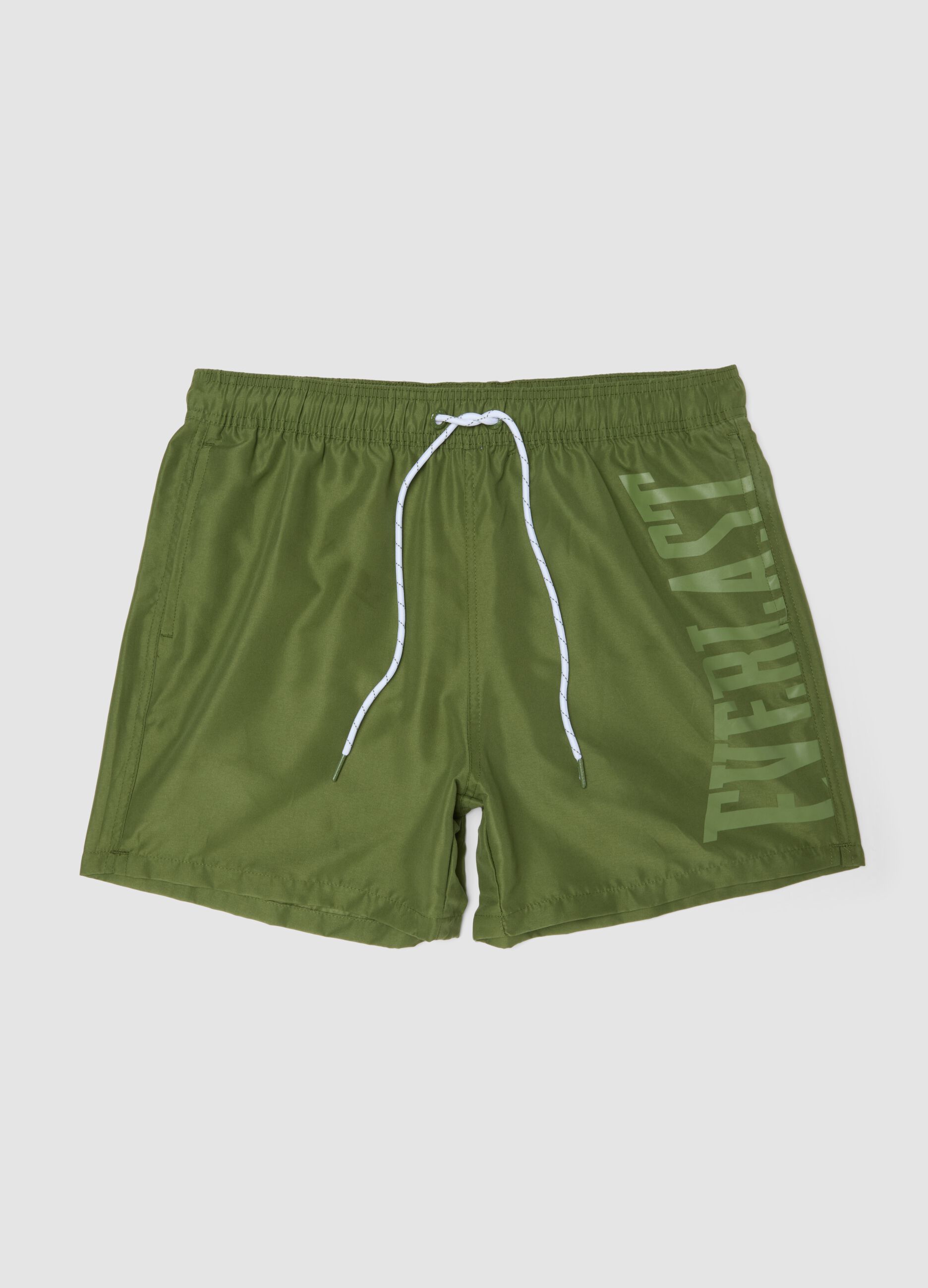 Green swim shorts with contrast drawstring