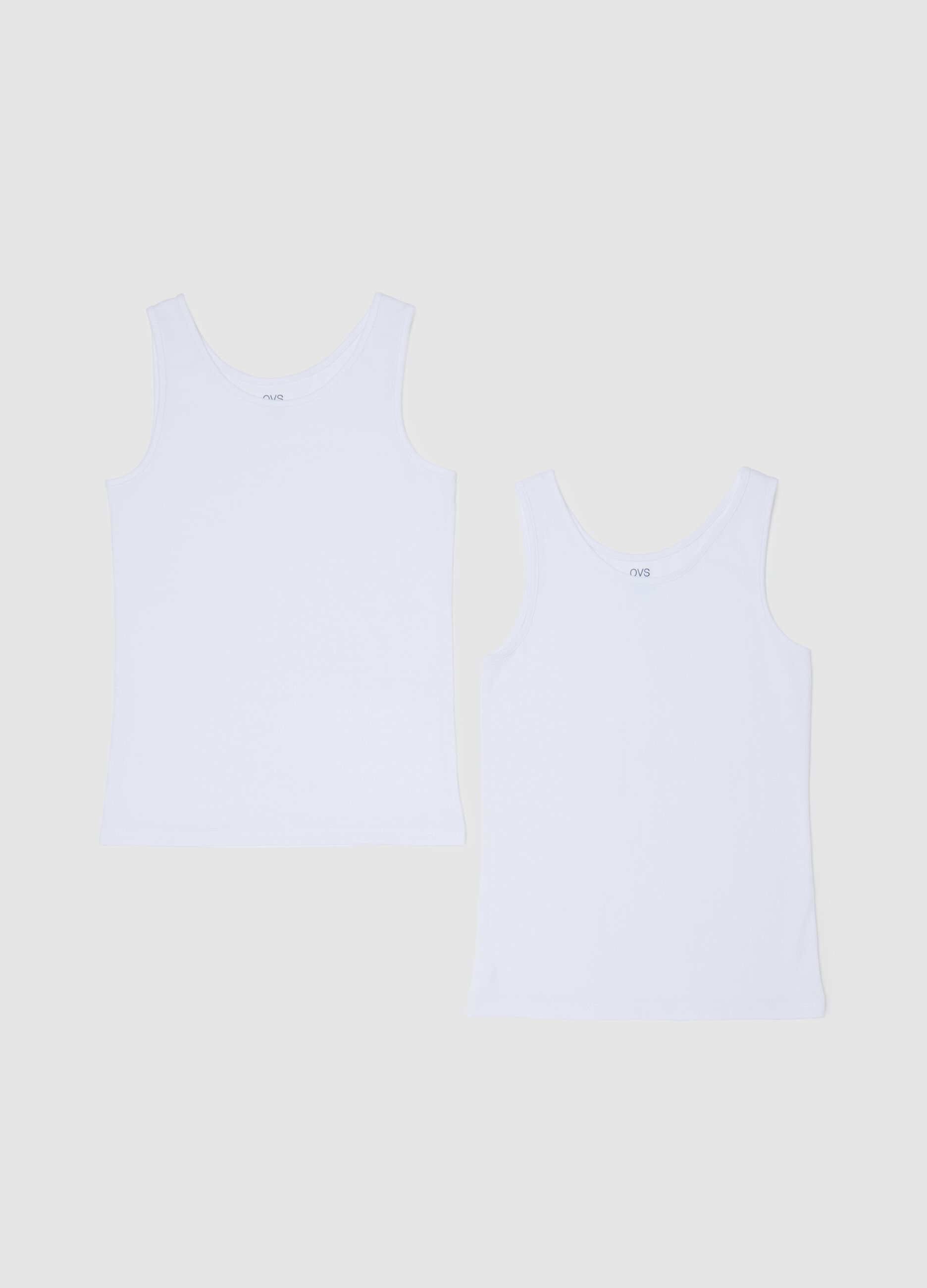 Set of two white cotton girls' vests with regular fit